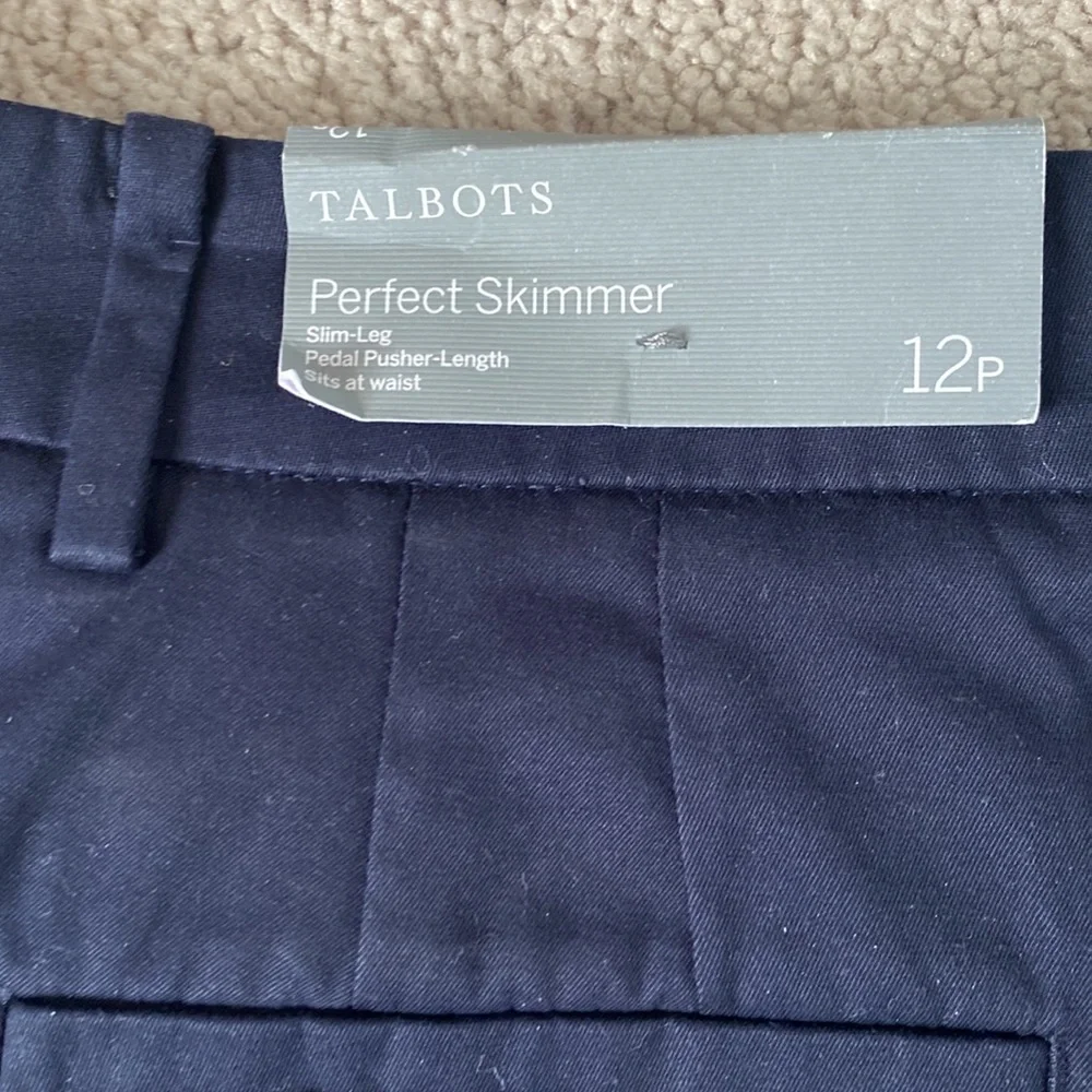 Talbots navy blue pedal pusher length